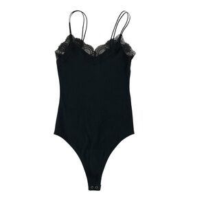 Black Lace Trim Bodysuit